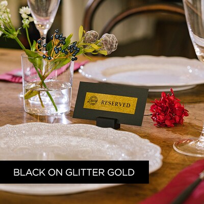 Brother P-touch Laminated Tape, 1, Black Print on Premium Glitter Gold (TZe-PR851)