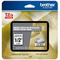Brother P-touch TZe-ML35 Laminated Premium Label Maker Tape, 1/2 x 26-2/10, White on Matte Gray (T