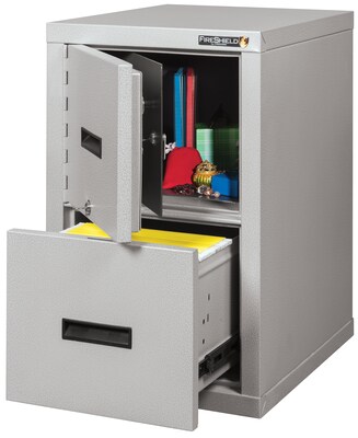 FireKing® FireShield 2-Drawer Vertical File Cabinet, Letter/Legal, Diamond Stone (2S1822-DDSSF)