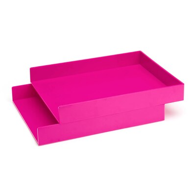 Poppin Letter Trays, Pink, 8 Pack (106311)