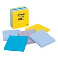 Post-it® Super Sticky Notes, 4 x 4, New York Color Collection, Lined, 90 Sheets/Pad, 6 Pads/Pack (675-6SSNY)