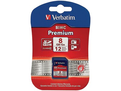 Verbatim Premium 8GB SDHC Memory Card, Class 10, UHS-I (VTM96318)