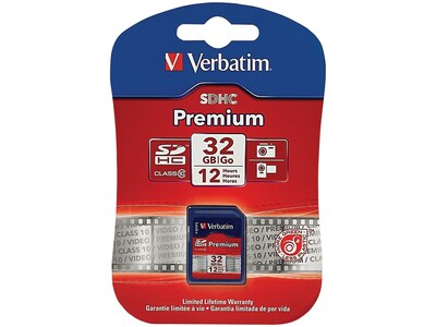 Verbatim Premium 32GB SDHC Memory Card, Class 10, UHS-I (VTM96871)