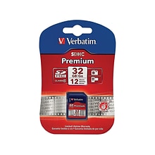 Verbatim Premium 32GB SDHC Memory Card, Class 10, UHS-I (VTM96871)
