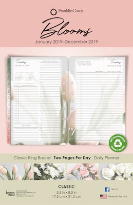 2019 BrownTrout 8.5 x 5.875 Daily Planner, FranklinCovey, Blooms (6861-9)