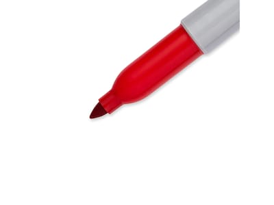 Sharpie Permanent Marker, Fine Tip, Red, 12/Pack (30002)