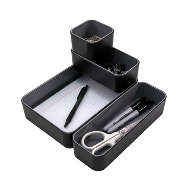 Advantus Fusion Plastic Letter Tray, Black/Gray (37678)