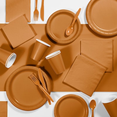 Creative Converting Plastic Pumpkin Spice Party Supply Kit, 245 Pieces (DTC2505E2A)