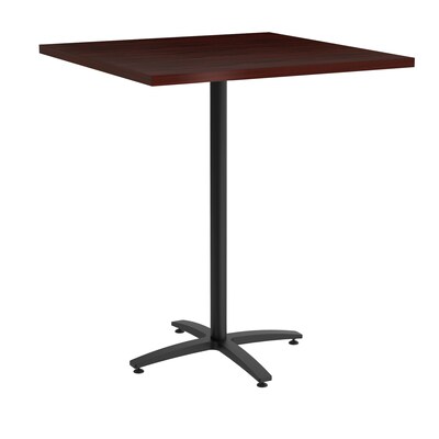 Union & Scale Workplace2.0™ Multipurpose 36 Square Mahogany Laminate Bistro Height Black Base Table