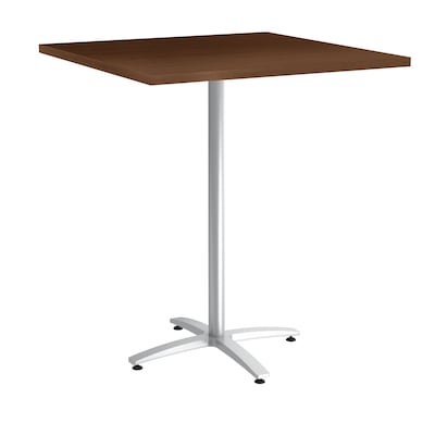 Union & Scale Workplace2.0™ Multipurpose 36 Square Shaker Cherry Laminate Bistro Height Silver Base