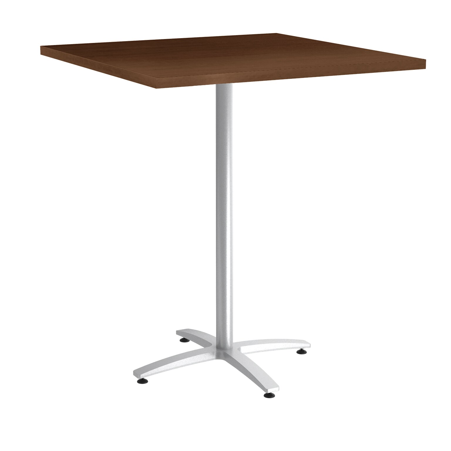 Union & Scale Workplace2.0™ Multipurpose 36 Square Shaker Cherry Laminate Bistro Height Silver Base Table (54840)