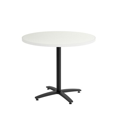 Union & Scale™ Workplace2.0™ Multipurpose 36 Round Silver Mesh Laminate Seated Height Black Base Ta