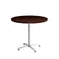 Union & Scale Workplace2.0™ Multipurpose 36" Round Mahogany Laminate Seated Height Silver Base Table (54787)