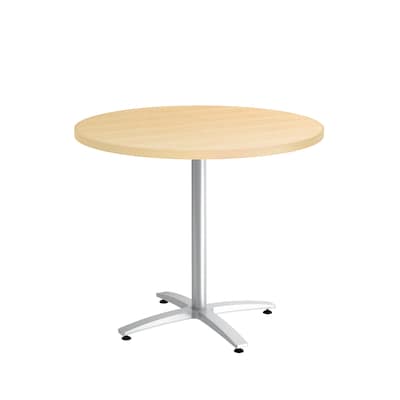 Union & Scale™ Workplace2.0™ Multipurpose 36 Round Natural Maple Laminate Seated Height Silver Base