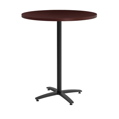 Union & Scale Workplace2.0™ Multipurpose 36 Round Mahogany Laminate Bistro Height Black Base Table