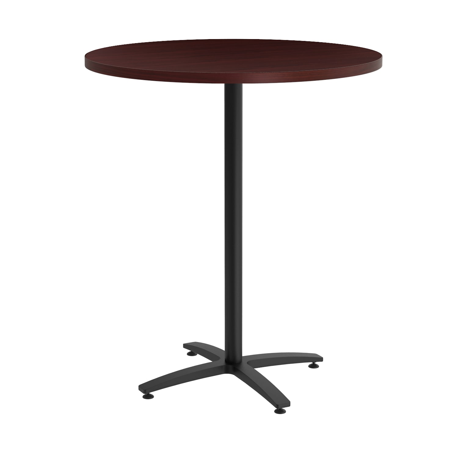 Union & Scale Workplace2.0™ Multipurpose 36 Round Mahogany Laminate Bistro Height Black Base Table (54798)