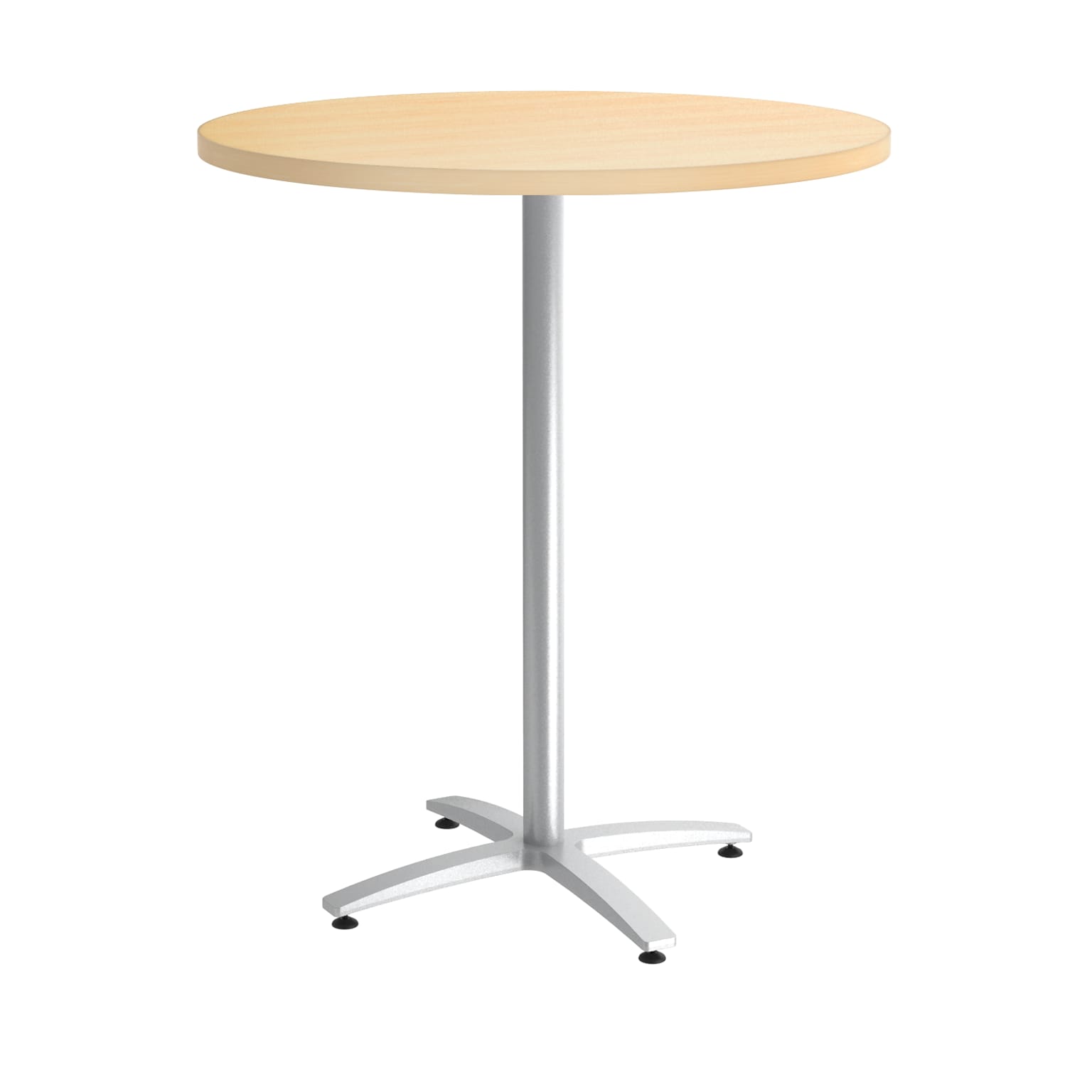 Union & Scale™ Workplace2.0™ Multipurpose 36 Round Natural Maple Laminate Bistro Height Silver Base Table (54799)