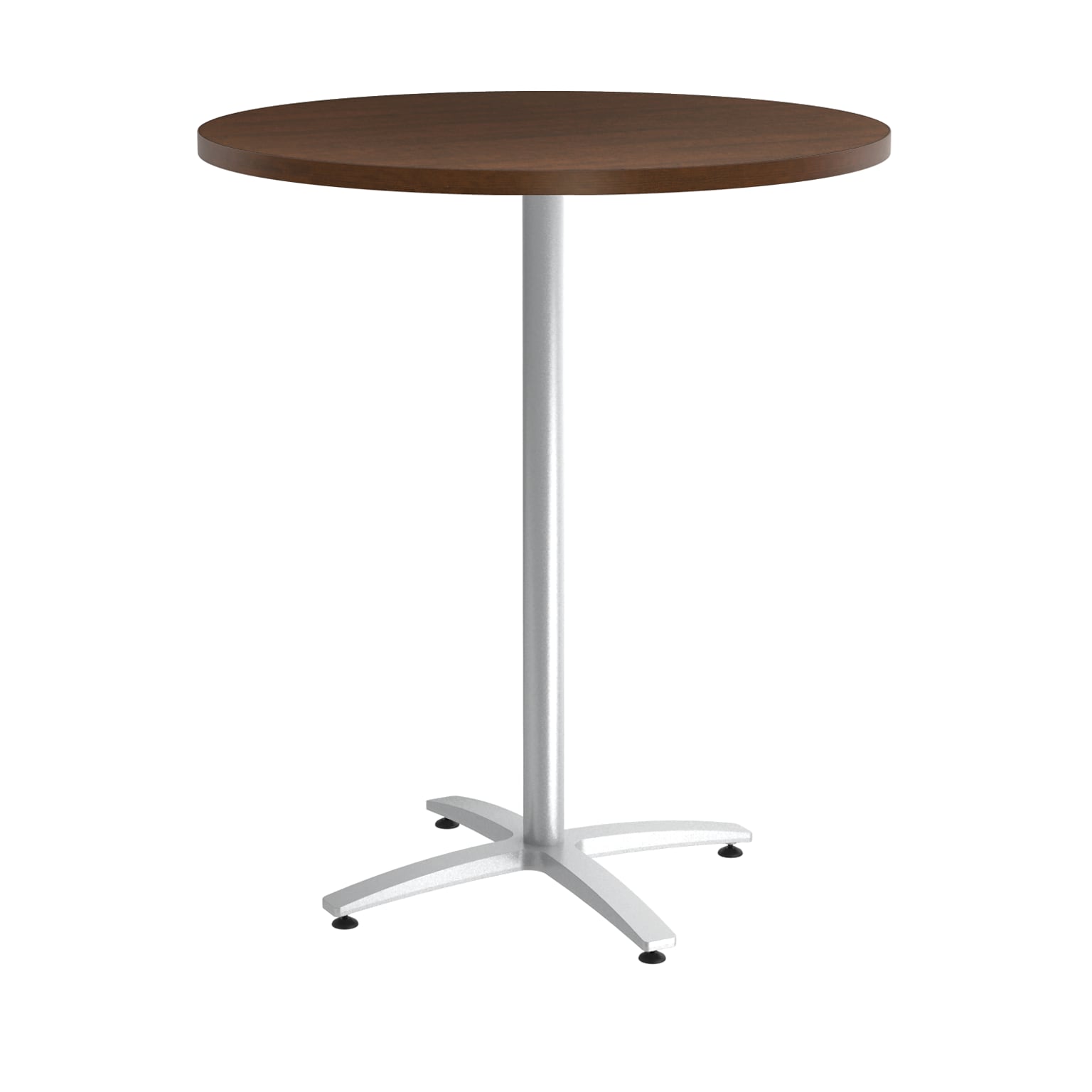 Union & Scale Workplace2.0™ Multipurpose 36 Round Shaker Cherry Laminate Bistro Height Silver Base Table (54801)