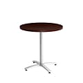 Union & Scale Workplace2.0™ Multipurpose 30 Round Mahogany Laminate Seated Height Silver Base Table