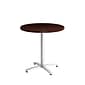 Union & Scale Workplace2.0™ Multipurpose 30" Round Mahogany Laminate Seated Height Silver Base Table (54806)