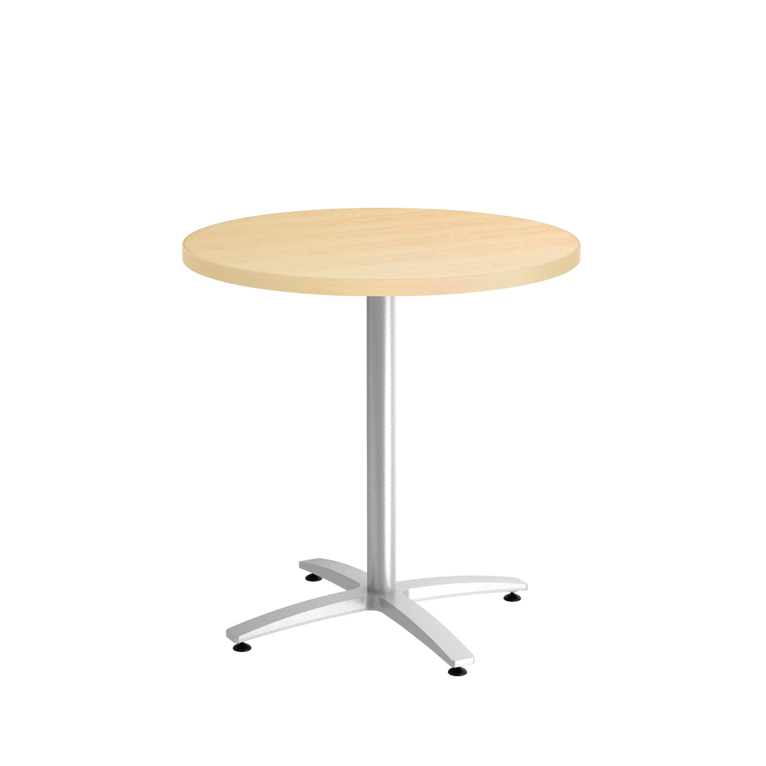 Union & Scale™  Multipurpose 30 Round Natural Maple Laminate Seated Height Silver Base Table (54808)