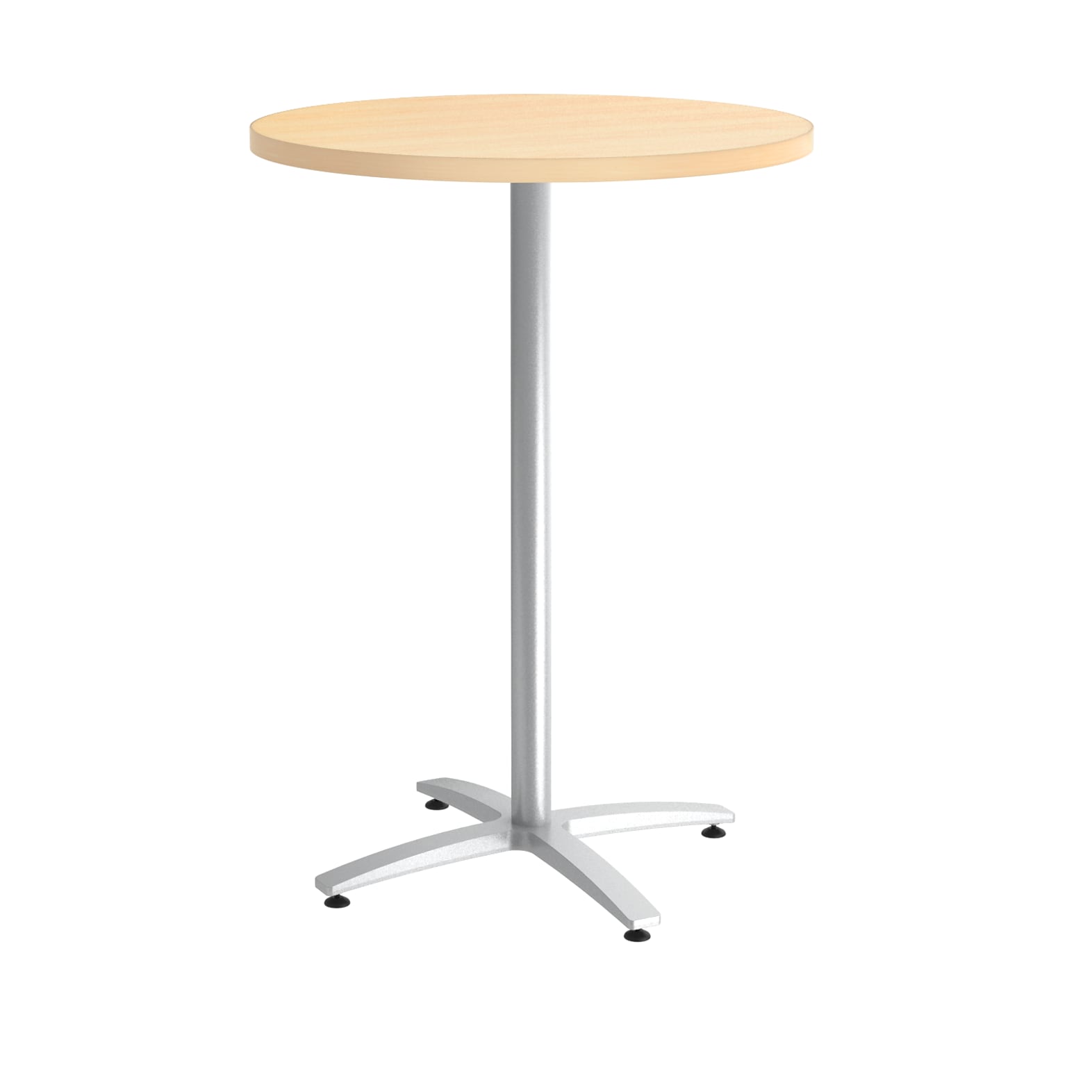 Union & Scale™ Workplace2.0™ Multipurpose 30 Round Natural Maple Laminate Bistro Height Silver Base Table (54818)
