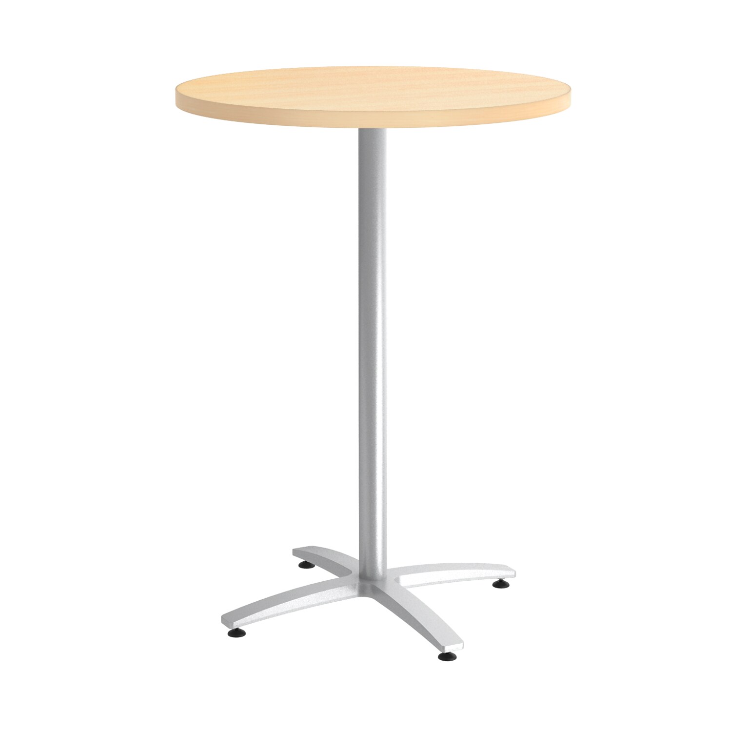 Union & Scale™ Multipurpose 30 Round Natural Maple Laminate Bistro Height Silver Base Table (54818)