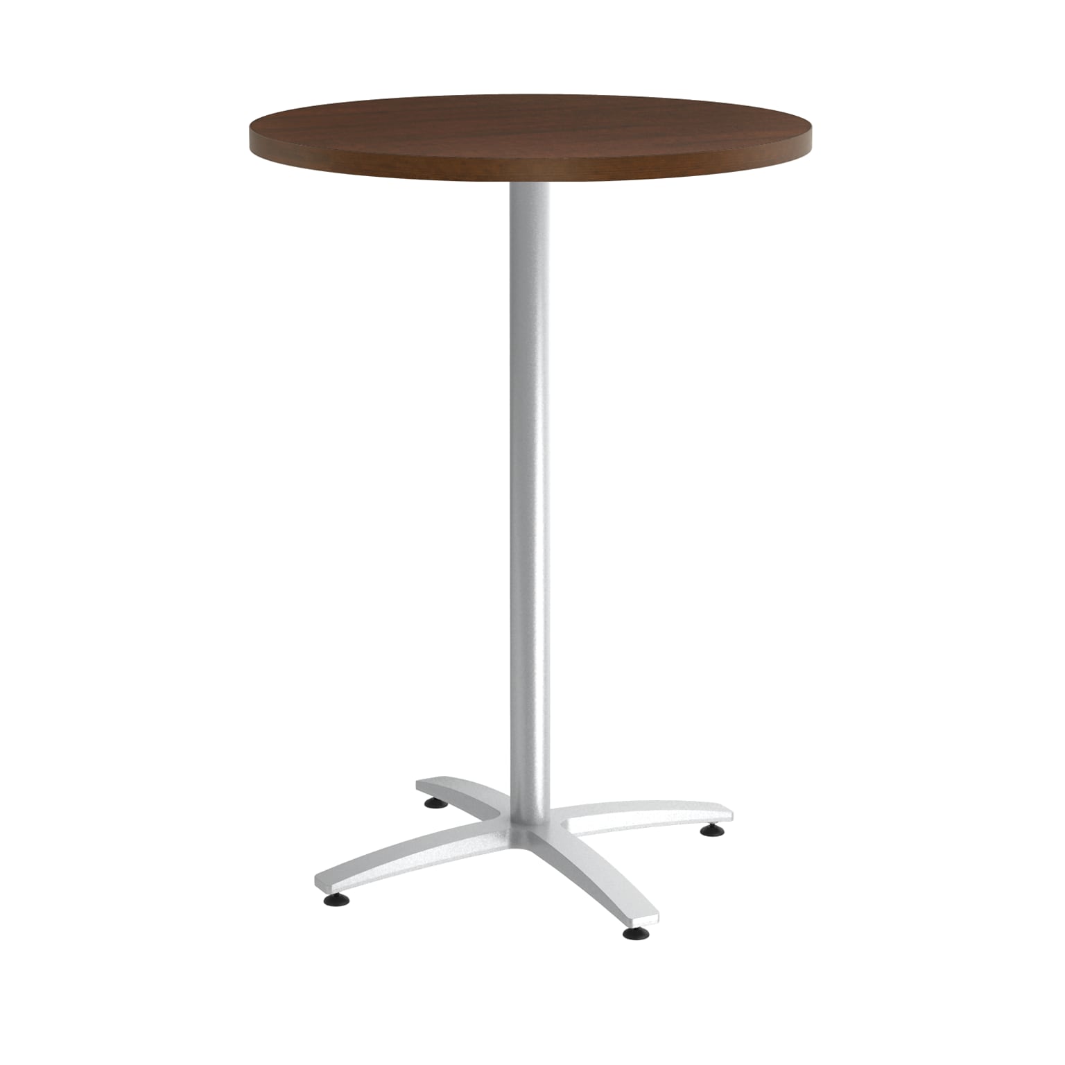 Union & Scale Workplace2.0™ Multipurpose 30 Round Shaker Cherry Laminate Bistro Height Silver Base Table (54820)