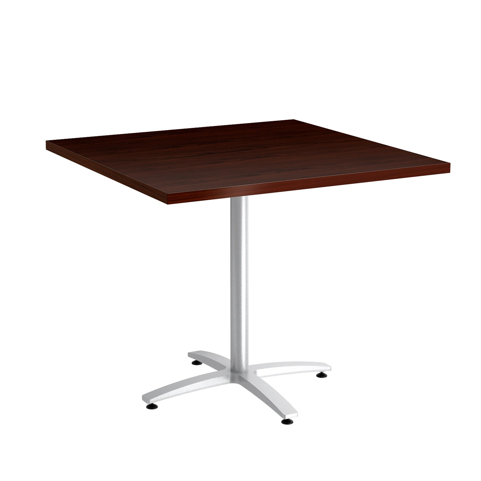 Workplace2.0™ Multipurpose 36 Square Mahogany Laminate Seated Height Silver Base Table (54826)
