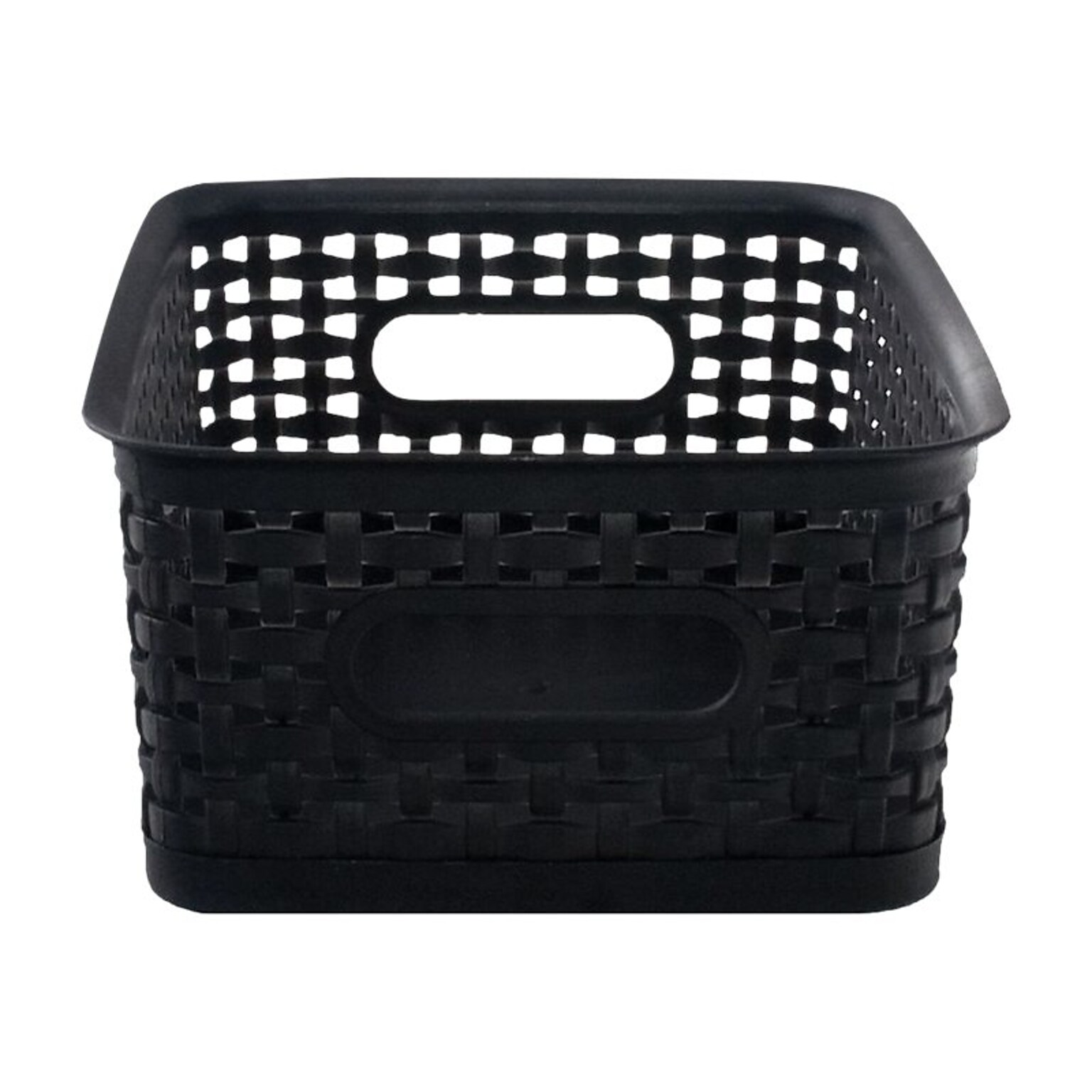 Plastic Weave Bin; Black, Small