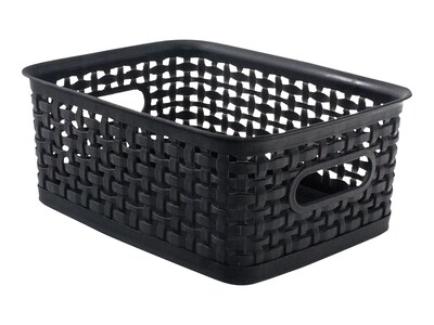 Plastic Weave Bin; Black, Small