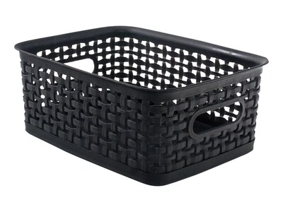 Plastic Weave Bin; Black, Small