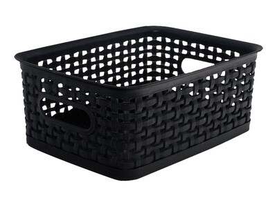 Plastic Weave Bin; Black, Small