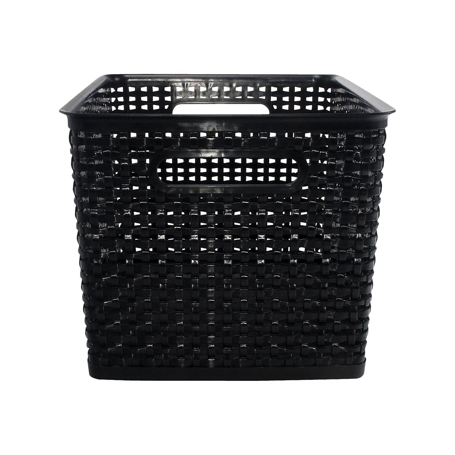 Plastic Weave Bin; Black, Large