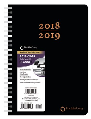 2019 BrownTrout FranklinCovey Planner Academic Classic Daily, Black (978-1-9754-0223-5)