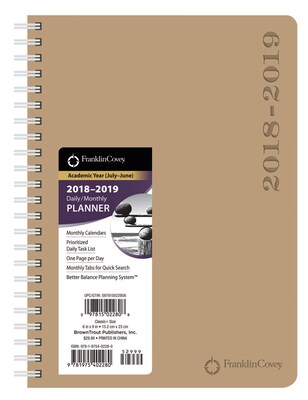 2019 BrownTrout FranklinCovey Planner Academic Classic Daily, Neutral (978-1-9754-0228-0)