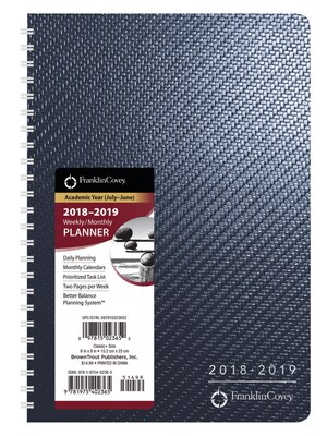 2019 BrownTrout FranklinCovey Planner Academic Classic Weekly Flexible, Dark Blue (978-1-9754-0236-5)