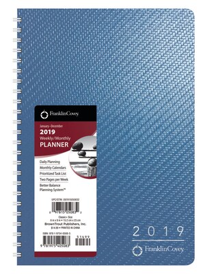 2019 BrownTrout FranklinCovey Academic Planner Classic Weekly Flexible, Pool Blue (978-1-9754-0508-3)