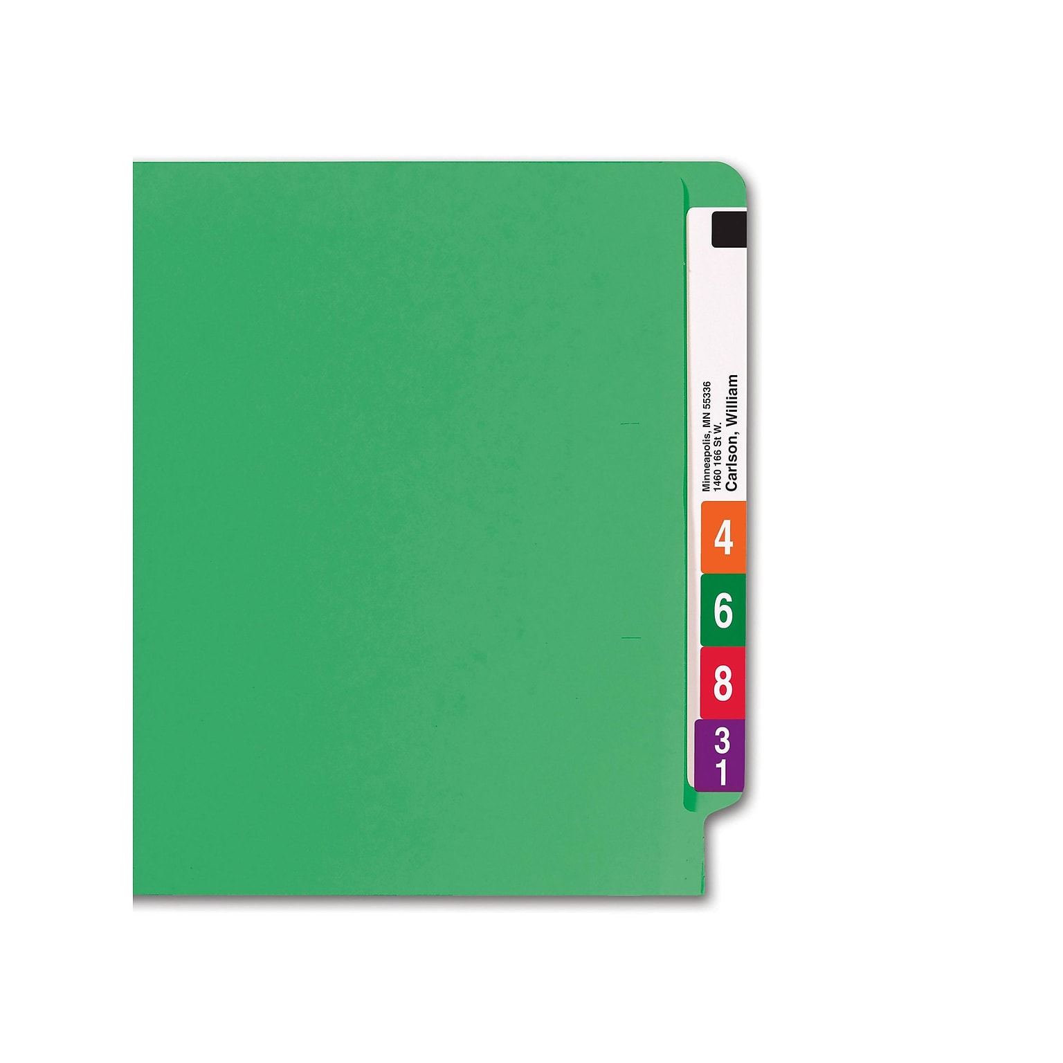 Smead Colored End Tab File Folder, Shelf-Master Reinforced Straight-Cut Tab, Letter Size, Green, 100/Box (25110)