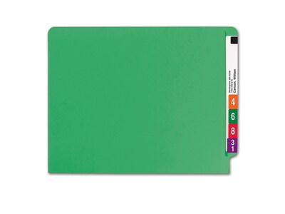 Smead Colored End Tab File Folder, Shelf-Master Reinforced Straight-Cut Tab, Letter Size, Green, 100