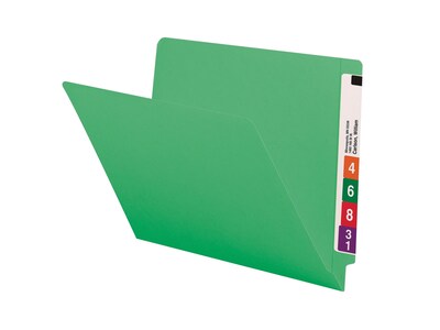 Smead Colored End Tab File Folder, Shelf-Master Reinforced Straight-Cut Tab, Letter Size, Green, 100/Box (25110)