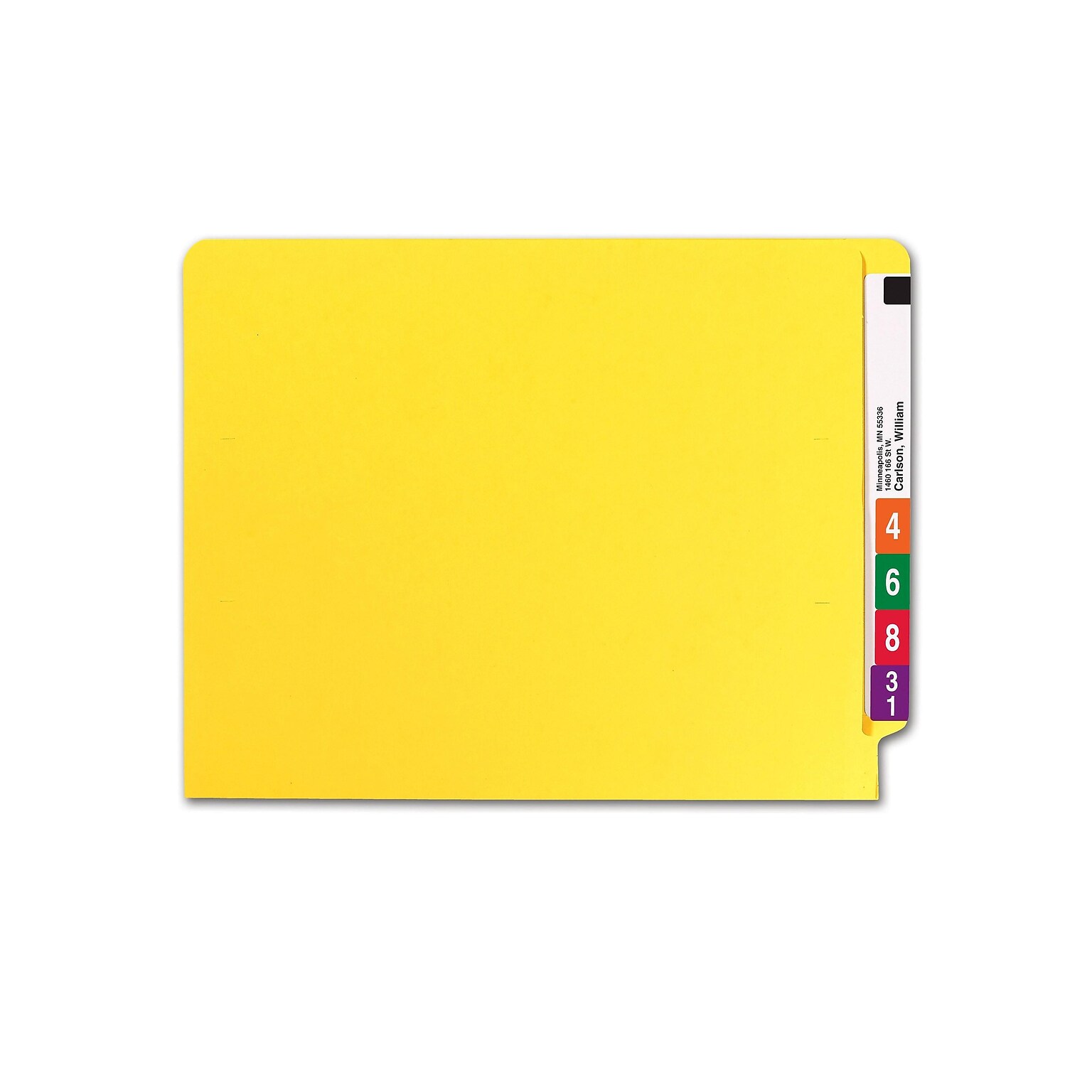 Smead Colored End Tab File Folder, Shelf-Master Reinforced Straight-Cut Tab, Letter Size, Yellow, 100/Box (25910)