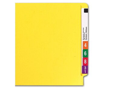 Smead Colored End Tab File Folder, Shelf-Master Reinforced Straight-Cut Tab, Letter Size, Yellow, 100/Box (25910)