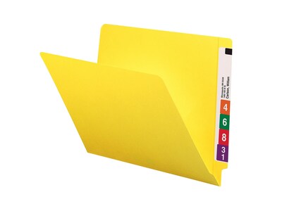 Smead Colored End Tab File Folder, Shelf-Master Reinforced Straight-Cut Tab, Letter Size, Yellow, 100/Box (25910)