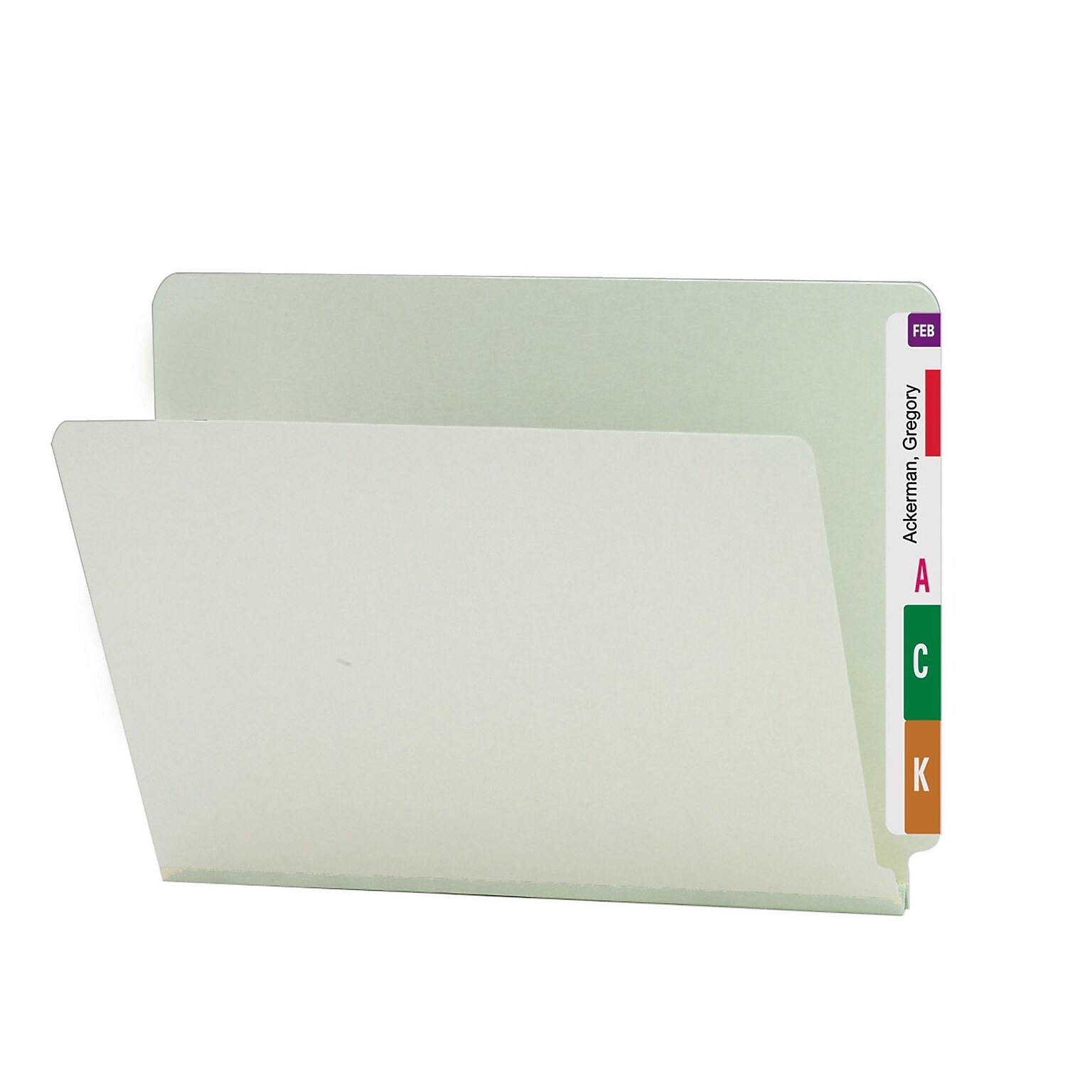 Smead® End Tab Pressboard File Folder, Straight-Cut Tab, 1 Expansion, Letter Size, Gray/Green, 25/Box (26200)