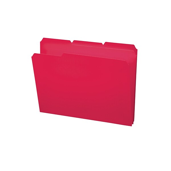 1InTheOffice Red File Folders Letter Size - 1/3 Cut Tabs, 100-Pack, Durable 10.5-Point Paper For Office & School