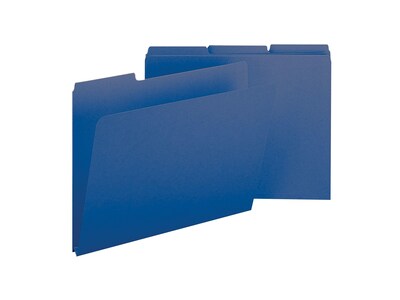 Smead Pressboard File Folder, 1/3-Cut Tab, 1" Expansion, Letter Size, Dark Blue, 25/Box (21541)