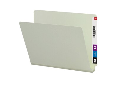 Smead End Tab Pressboard File Folder, Straight-Cut Tab, 2 Expansion, Letter Size, Gray/Green, 25/Bo