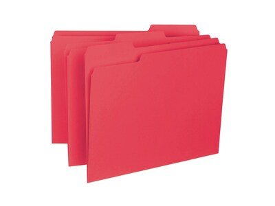 Smead Interior File Folder, 1/3-Cut Tab, Letter Size, Red, 100/Box (10267)