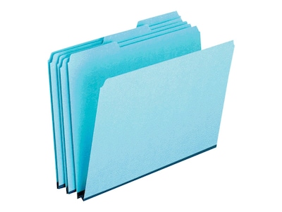 Pendaflex Recycled Heavy Duty File Folder, 1/3-Cut Tab, Assorted, Letter Size, Blue, 25/Box (9200T 1